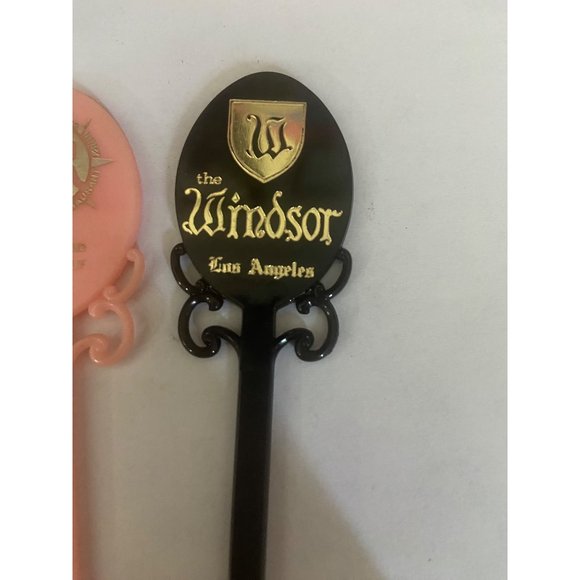 The Windsor Los Angeles and The JR Hotel Vintage 60s Black And Pink Swizzle Stic - Picture 4 of 6